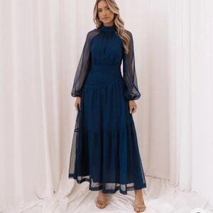 Julip Sheer Long Sleeve Maxi Dress